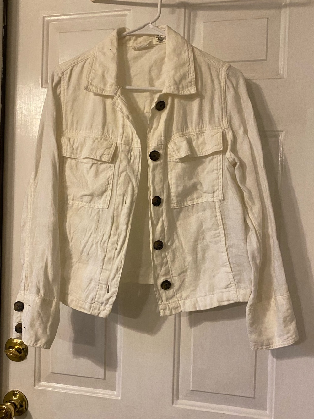 Nicole Miller Linen Cropped Button- 
Front Jacket